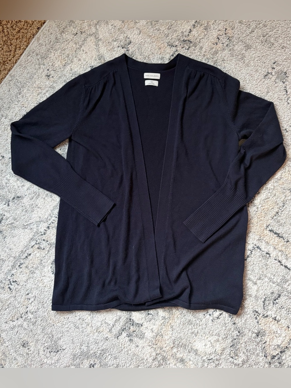 Van Heusen Navy Blue Open-Front Knit Cardigan